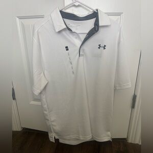 Under Armour Men's White and Gray Polo Shirt